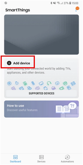 Add the Device to connect your  Samsung TV.