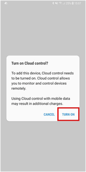 Turn ON to Control from the app.