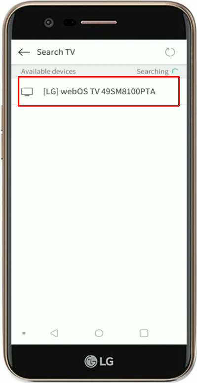 Select LG TV to pair