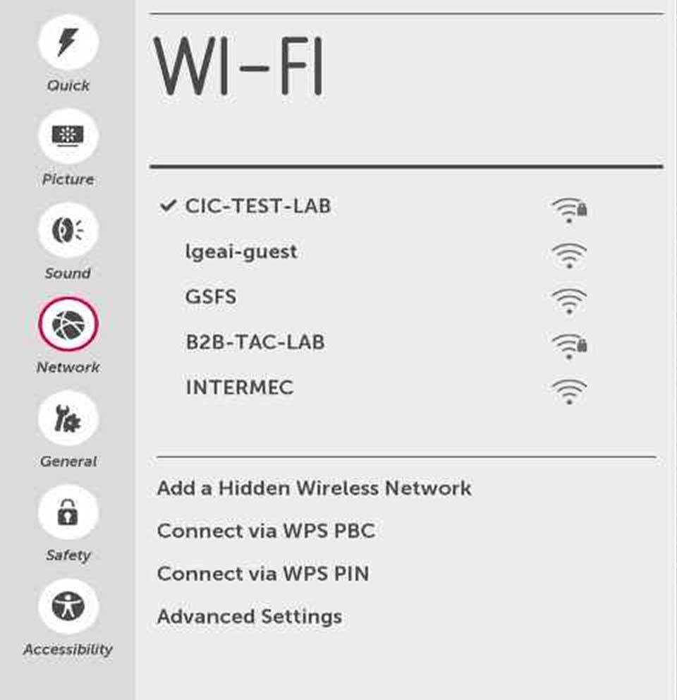 Network Settings LG Smart TV