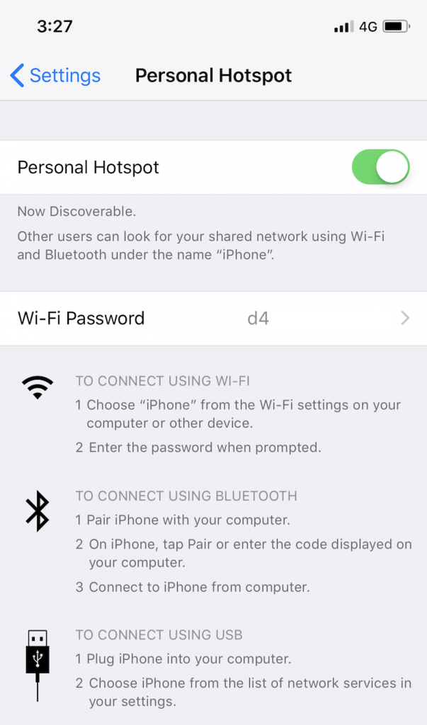 Enable Wi-Fi hotspot