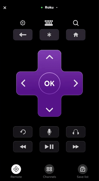 Roku app remote interface