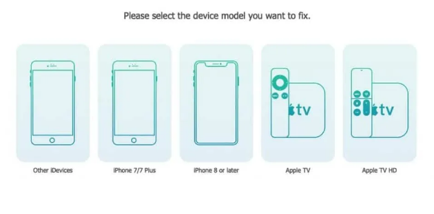 Device type on TunesKit iOS System Recovery