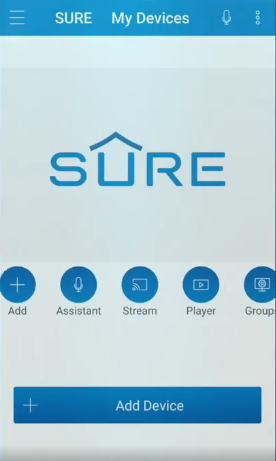 Add Device option on SURE app