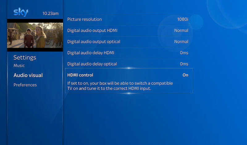 Set HDMI control using Sky Q Remote