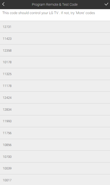 LG TV remote codes for the DirecTV remote