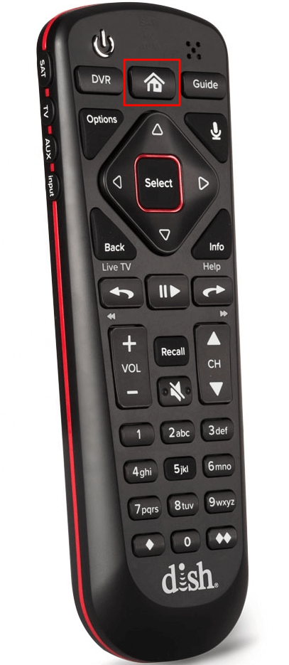 Press the Home button on Dish Remote