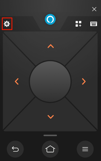 Settings button on the Amazon Fire TV app