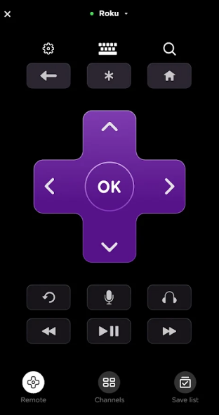 Roku app remote interface