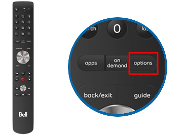 Press the Options button on the Fibe Slim Remote