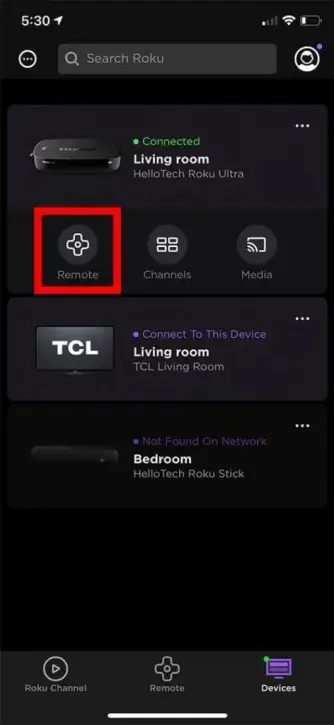 Tap the Remote icon