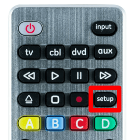 Click the SETUP button on the GE Universal remote