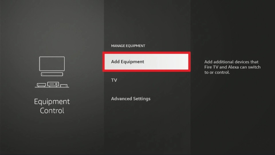  Click on Add Equipment option