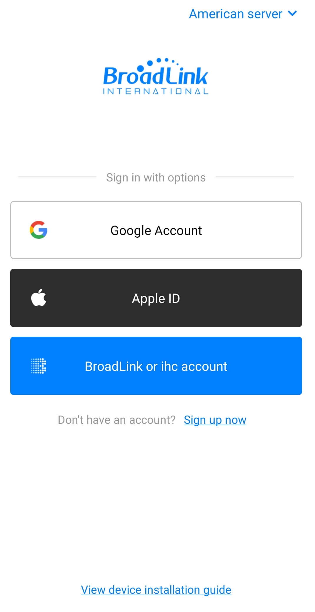 sign in to BroadLink Remote app