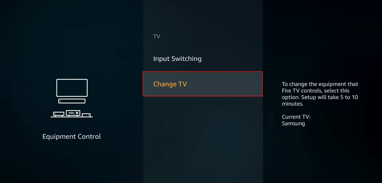 select the Change TV option