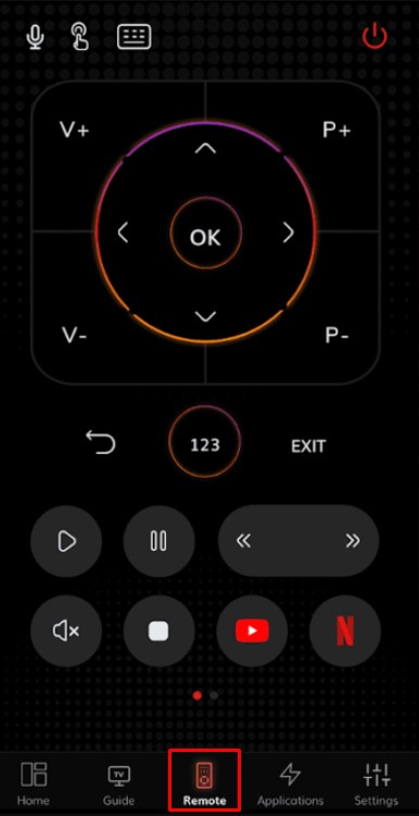 Tap Remote icon