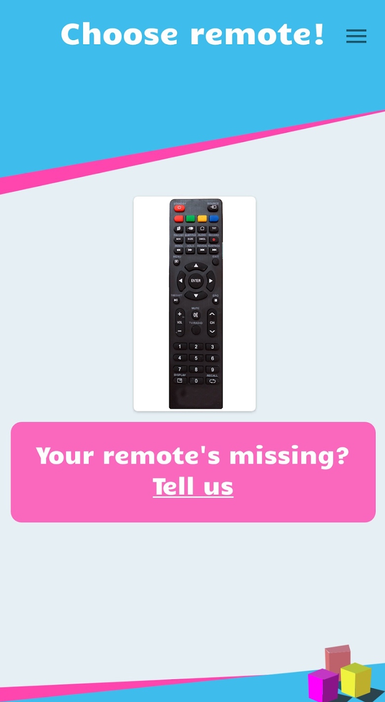 Choose your TV remote model 