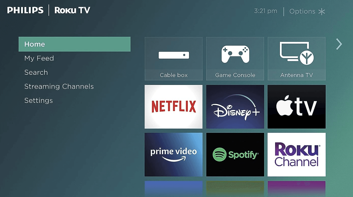 Tap Settings on Philips Roku TV 