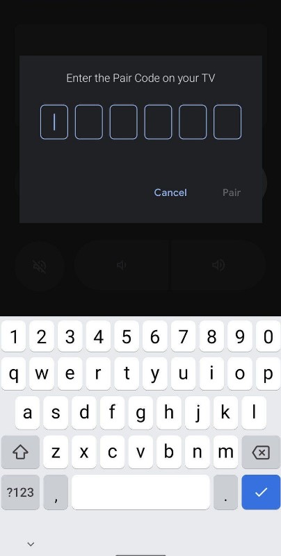 Enter the code to pair the Google TV app with Sansui TV