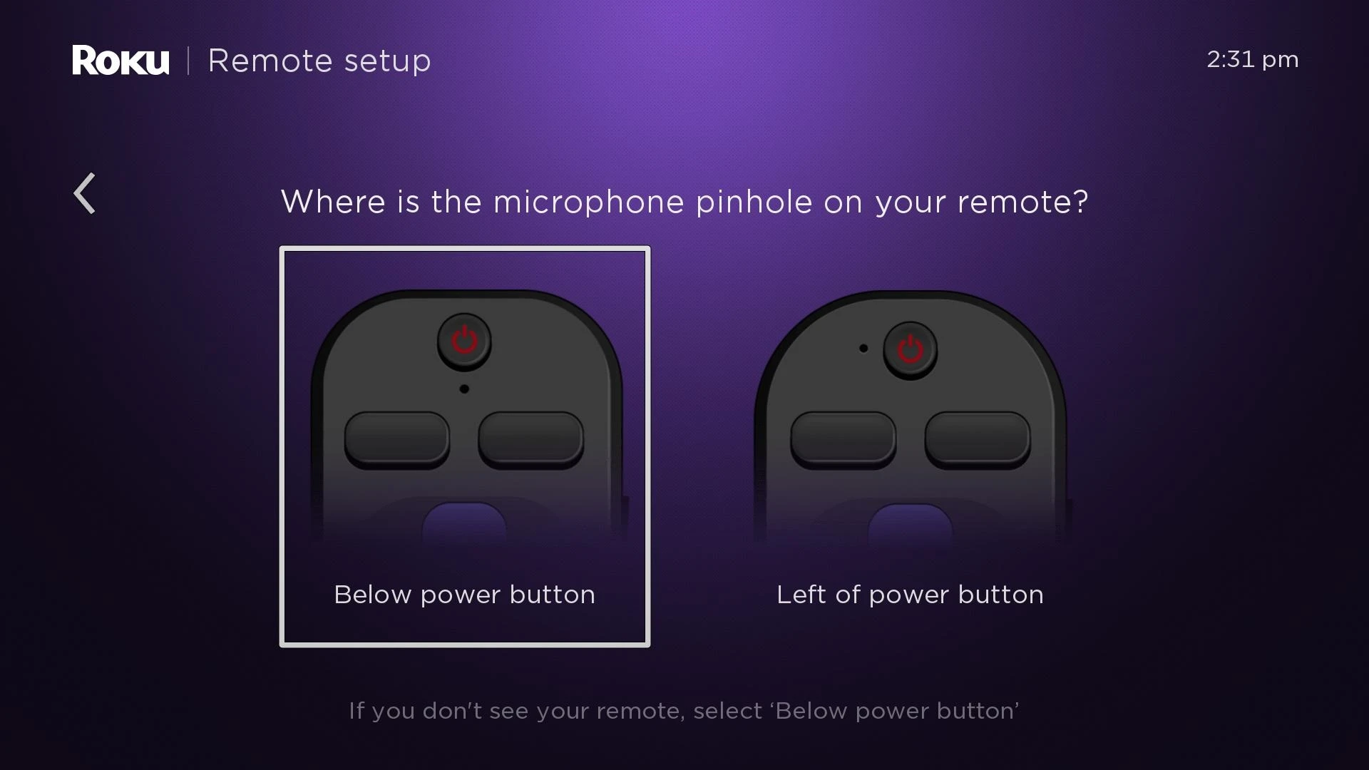 Select microphone pinhole of the remote